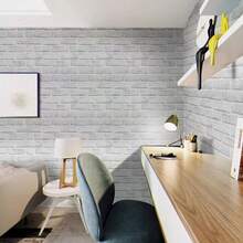 Carta da parati autoadesiva in stile fattoria moderna, decorazione murale impermeabile e lavabile per cucina, bagno, decorazione murale - motivo finto mattone