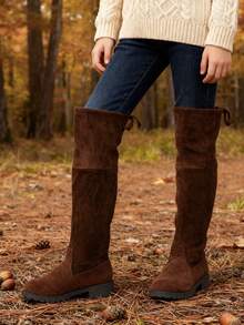 1 Paar klassische Mode Overknee-Stiefel für alle Jahreszeiten, geeignet für den täglichen Gebrauch und den Urlaub, Mädchen