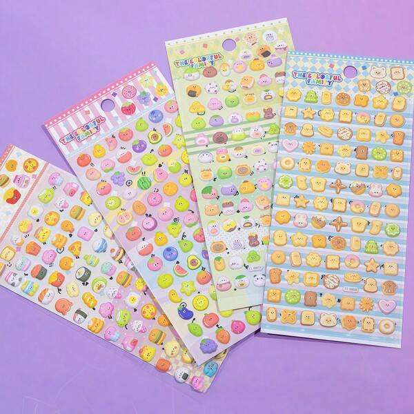 3D Mini Animal Stickers Happy Food Series School Supplies 3D Embossed Stickers, Cute Decorative Stickers Featuring An Adorable Kitten, 3D Foam Stickers, Small Animal 3D Bubble Stickers, Suitable For Decorating Notebooks, Phone Cases, Water Bottles, And Other DIY Projects. Suitable For All Seasons, Perfect Gifts For Christmas And Halloween. ...