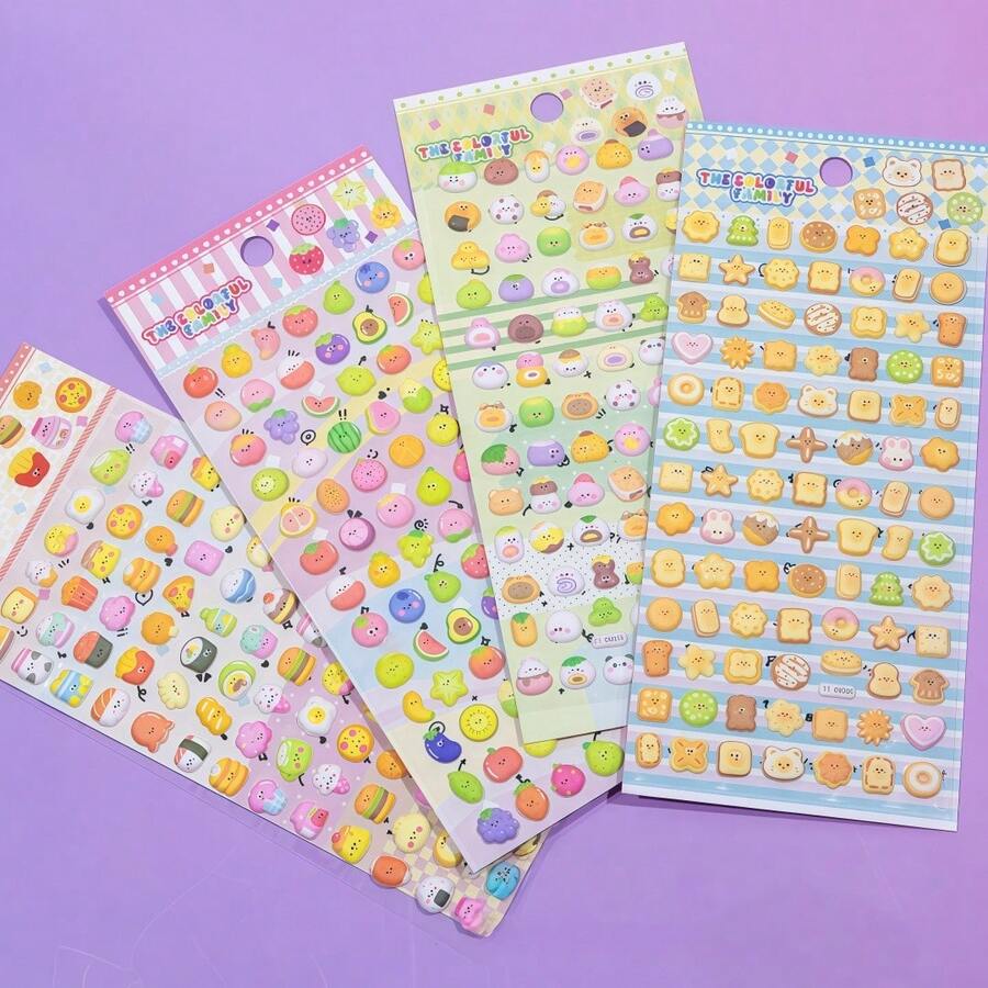 3D Mini Animal Stickers Happy Food Series School Supplies 3D Embossed Stickers, Cute Decorative Stickers Featuring An Adorable Kitten, 3D Foam Stickers, Small Animal 3D Bubble Stickers, Suitable For Decorating Notebooks, Phone Cases, Water Bottles, And Other DIY Projects. Suitable For All Seasons, Perfect Gifts For Christmas And Halloween. ...
