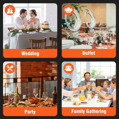 Chafing Dishes For Buffet 2/4 Pack,  5QT Worry-Free Assemble Food Warmers For Parties Buffet, Mirror-Like Polished Finish Stainless Steel Round Chafing Dish Buffet Set With Complete Set ,Buffet Servers And Warmers, A Good Choice For Christmas And Halloween Dinners