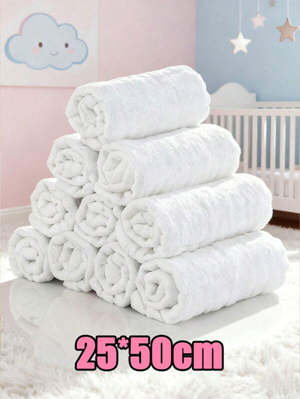 1-10pcs Simple White Baby Face Towel, Baby Towel Set - Baby Wipes Small Towels - Soft Newborn Face Towels Suitable For Sensitive Skin - Baby Shower & Bath Supplies,Hotel Lint-Free Towel For Bathroom, Soft Absorbent Face Towel, Bathroom Supplies Home Bathroom Decor Back To School For Beauty Salon Home Bathroom