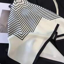 Women's Black And White Striped Square Scarf Suitable For All Seasons Elegant And Simple - Black and White - View 2