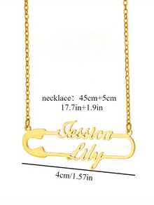 1pc Customized Name Necklace, Paperclip Shaped Necklace, Personalized Couple Name Necklace, Custom Jewelry, Silver/Gold Color, Personalized Gift, Birthday Gift, Custom Jewelry Gift, Valentine's Day Gift, Suitable For Bridesmaid Accessories, Anniversary, Birthday, Mother's Day, Ramadan Gift - Multicolor - View 6
