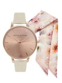 Relógio analógico vegano feminino Olivia Burton - OBGSET51, ouro rosa, clássico - Tamanho Único - Ver 2