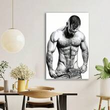 Framed Hairy Naked Guy Poster,Gay Art Wall Decor Gay Men Canvas Painting Wall Art. Idea Gift For New Year, Thanksgiving Day, Christmas, For Room Decor, Kitchen Decor, Living Room Painting, Halloween Decor, Bathroom Decor, Home Decor, Wall Decor, Bedroom Decor. - Random Print(隨機印花) - 查看 3