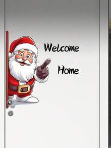 1 pieza Pegatina autoadhesiva de Bienvenida a Santa - Decoración Navideña con Papá Noel, Fácil de pelar y pegar, Para puertas, paredes, chimenea - Decoraciones navideñas para el hogar, Pegatinas navideñas, Arte de pared festivo