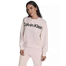Calvin Klein Women's Performance Flocked Logo Pull-On Sweatshirt | - 粉色 - 查看 1