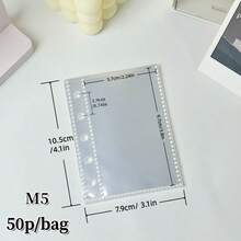 10/20/30/50张/包 A6/A7/M5/A8 透明活页页，双面相册补充页，活页夹插页，贴纸书补充页，活页夹口袋，优质PP材质，适用于偶像照片卡、明信片、交易卡、照片、校园卡、门禁卡存储、办公文具、计划本 - 無色 - 查看 12