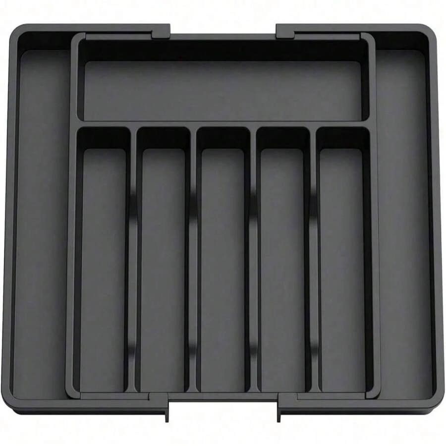 Premium Adjustable Drawer Organizer For Silverware, Expandable Cutlery Tray With Non-Slip Base, Heavy Duty Plastic Utensil Storage For Forks, Spoons & Knives, Space Saving Solution For Kitchen, Apartment, Dorm & Office, Perfect Housewarming Gift, Easy Clean Drawer Organizer For Daily Us - Mặc định - Xem 1