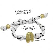 Hạt nối 26 chữ cái mạ vàng 18K, vòng tay tự làm thắt nút dành cho nữ, trang sức thời trang, quà tặng. - Vàng - Xem 10