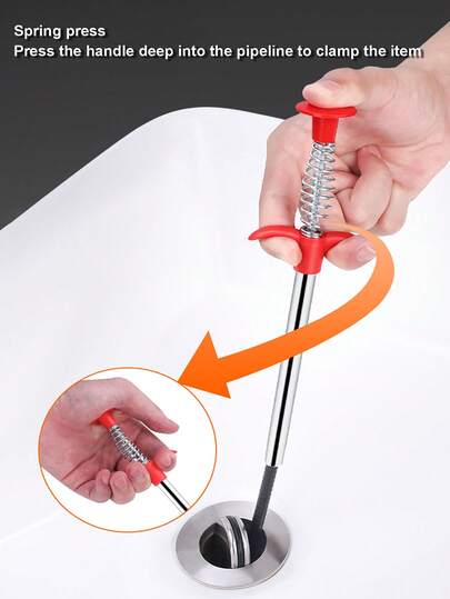 1pc 200cm Flexible Claw Grabber Tool (Drain Clog Removal Tool), With 4 Bendable Claws Flexible Tube Pickup Assist Tool, Suitable For Cat Litter, Household And Kitchen Sink, Drain Pipe, Toilet (35.4 Inches)
