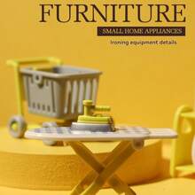 8件迷你娃娃屋洗衣机、吸尘器、洗衣房套装适用于洗涤和浴室模型DIY配件、场景装饰工具、角色扮演玩具、3-12岁男孩和女孩的生日礼物