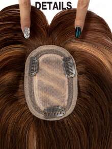 8*12 Inch Women's Straight Hair Extension Clip-In, Chocolate Brown To Caramel Blonde Ombre, Natural Look - Basic Hair Piece, Suitable For All Brown Hair, Bangs Can Modify Face Shape - S4/27 - View 8