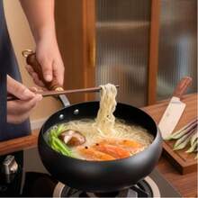 Handcrafted Hammered Wok, Stir Fry Pan & Deep Pot - Uncoated Non-Stick, Heat Resistant, Flat Bottom, Suitable For Induction & Gas Stove, Large Belly Design For Home Cooking, Outdoor Camping & Side Dishes