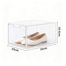 1/2/4/6-Piece Stackable Clear Acrylic Shoe Boxes For High-Quality Sneakers, 360° Transparent Display Boxes With Magnetic Doors For High Heels, 25 X 34 X 18.4 Cm - 6件裝 - 查看 2