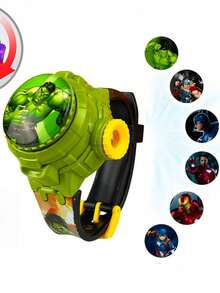 Marvel Rotating Flip Cover Watch, Cartoon Projection Luminous Electronic Watch For Teenagers, Spider-Man, Superhero Cartoon, Soft Silicone Strap Teenage Electronic Watch. Teenage Gift. Exquisite Blister Card Packaging.