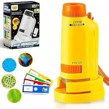 IUJWDA Microscopio Portátil para Niños, Juguete microscopio portátil de Mano, Microscopio de Bolsillo con Aumento 60X-180X, con luz LED Flexible de Alto Brillo, para Niños y Adultos (Blanco) - Amarillo - Ver 9