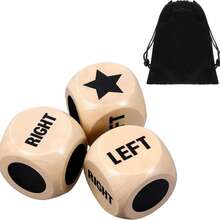 3 件/包左右中心骰子游戏，2.5 厘米/0.984 英寸尺寸，有趣的左右摇骰子游戏套装，带抽绳袋的木制骰子，木制骰子配件，易于存放和携带，适合旅行，圣诞节游戏礼物 - 杏色 - 查看 10