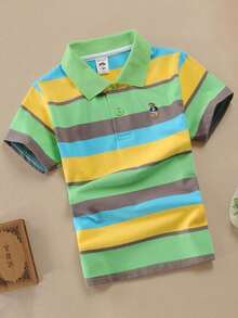Boy's Polo shirts Children kids Golf T Shirt Short Sleeve Casual Top For Daily And Outdoor Wear - Verde - Ver 1