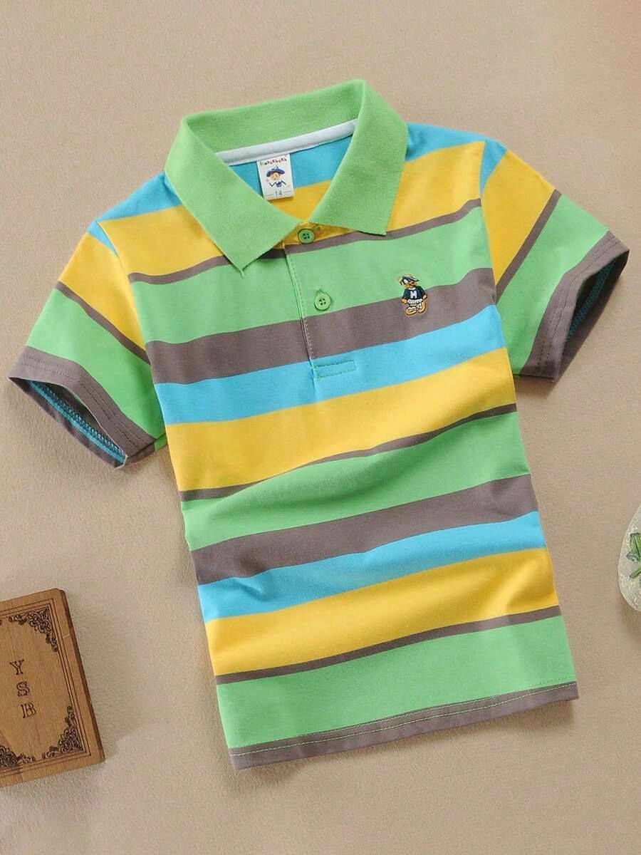 Boy's Polo shirts Children kids Golf T Shirt Short Sleeve Casual Top For Daily And Outdoor Wear - Verde - Ver 1