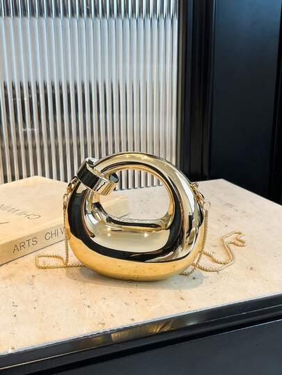 New Acrylic Mini Handbag, Fashion Clutch Purse, Personalized Crescent Moon Shaped Evening Bag, Shoulder Chain Crossbody Bag