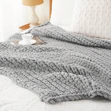 Battilo Beige Chunky Knit Throw Blanket, Soft And Thick Chenille Throw Blanket, 50x60 Handmade Knit Crochet Blanket, Cozy Knot Knitted Throw Blankets Couch Home Decor, Taupe - Xám - Xem 9