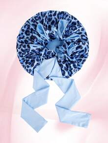 1 pieza Gorro reversible de satén forrado para mujer, gorro para dormir de unicolor suave y transpirable con estampado de leopardo de doble capa, para el cuidado del cabello, uso cómodo para todos los días