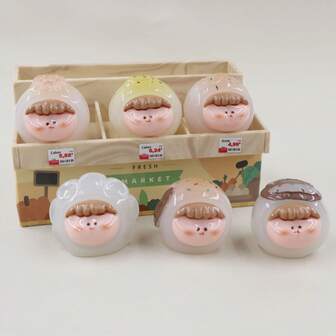 1/2/6/12pcs Glow-In-The-Dark Bun, Dumpling, Bun Resin Cartoon Blind Bag Car Home Decor, Home Desktop Decoration