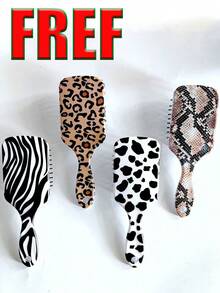 1pc Mini Rectangular Animal Pattern Hair Brush, Cheetah Edge Brush,ABS Material In Snake, Cow, Zebra, Leopard Print With Breathable Rubber Air Cushion,Hair Brush,Comb,Hair Tools,Hair Products And Accessories For Barber Salon Beauty Travel Essentials,Back To School,Travel Holiday Essentials,HairAccessories For Women