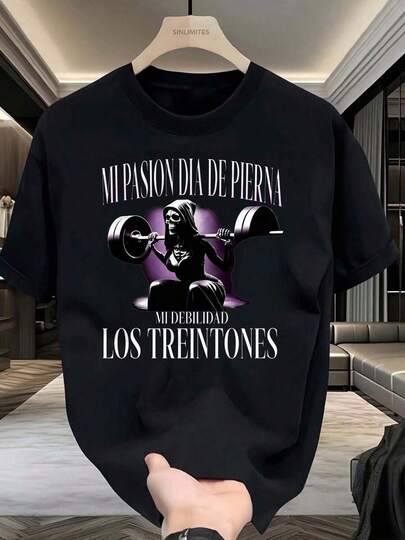Camiseta Hombre Mi Pasión Día de Pierna, Mi Debilidad Los Treintones - Estilo Gráfico Único para Amantes del Fitness y la Cultura Gym - Ideal para Entrenamientos y Look Casual -  Top en Moda Deportiva Masculina