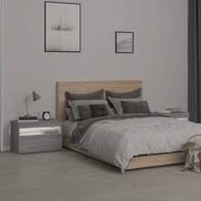 vidaXL 2 Stück Nachttische mit LED-Beleuchtung, Grau Sonoma, 60x35x40 cm - Grigio - Visualizzare 4