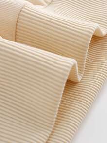 少女休闲简约卡通熊图案标语印花圆领套头长袖毛衣，秋冬新款 - 杏色 - 查看 5