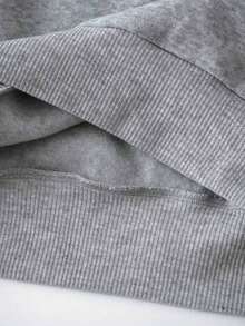 ClothesINAWLY Solid Drop Shoulder Thermal Lined Sweatshirt,Long Sleeve Tops Graduation,Back To School Fits,Graduation,Teacher Fits For Women,Back To S - 淺灰色 - 查看 3