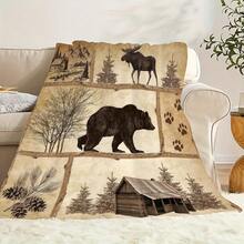 Deep Forest Theme, Bigfoot And Forest, Elk, Bear Patterns,Super Soft Flannel Printed  Blanket,As Birthday Gifts, Family, Wedding, Souvenir Blankets, Polyester Blankets Suitable For All Seasons, Washable, Machine Washable, Lightweight, Breathable, Comfortable, Warm, Unique, 280gsm For Him, Her Personalized Ideal Gifts For Her, Him, Family, Boyfriend, Girlfriend, Father, Family, Mother, Lover, Daughter, Son, Grandfather, Grandmother, Friend, Classmate, Pet.    Perfect Nap, Camping, Travel, Home, Daily Life, Office Decoration, Birthday, Anniversary, Valentine's Day, Thanksgiving, Christmas, Halloween, Mother's Day, Father's Day, Wedding, New Year Gifts ,Sofa,Bed,Car,Bedroom,Living Room,Office,  Outdoor Camping, Beach,Wall Decoration - 多色13 - 查看 3