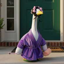 Porch Goose Outfits Stylish Cute Goose Clothes Curling Hat And Bathrobe 2 Pcs Set - Purple - View 5