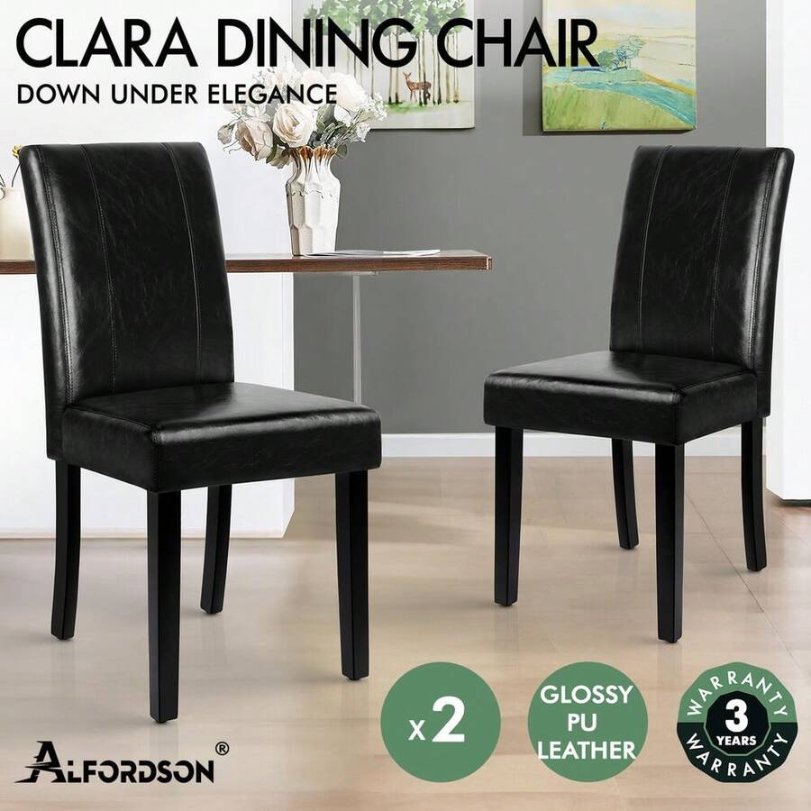 ALFORDSON Dining Chairs Kitchen Chair Retro High-Back Fabric Leather Wooden X2/4