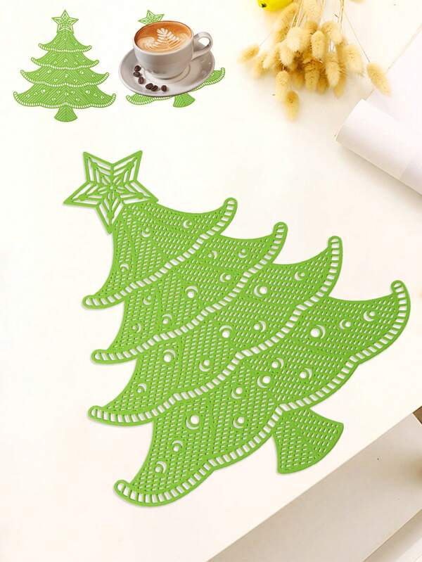 1-12 Stücke Schneeflocken Halloween exklusive Tischsets, luxuriöser Leinenstil, waschbar, dreifaches rutschfestes Material, Weihnachtsbaum-Optik, geeignet für Esszimmerdekoration, Heimdekoration, Familienmahlzeiten, Camping, Hochzeiten, Innen-/Außenpartys, Weihnachtsferien-Geschenke, abwischbare Tischsets