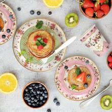 96pcs Disposable Tableware Set Fancy Paper Plates Round 24 Guest Gold Border Tea Party Plates And Napkins Sets Table Supplies Decorations Retro Gorgeous Birthday Picnic Wedding - 茶會 - 查看 7