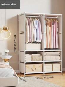 1pc Portable Wardrobe Closet, Sturdy & Durable Fabric Clothes Rack For Bedroom, Rental House, Dorm, Dust-Proof Storage Organizer