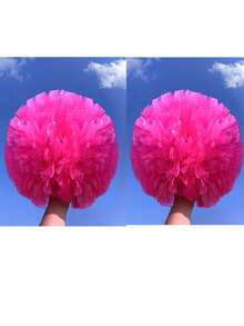 2 piezas de pompones de alta densidad mate de extra grande, pelotas de pompones de porristas con mango de doble cabeza, pompones de porristas de baloncesto, pompones de unicolor reutilizables y de retazos, accesorios de baile y actuación a gran escala para competiciones deportivas, adecuados para competiciones profesionales de porristas con pompones de doble cabeza - Multicolor - Ver 18