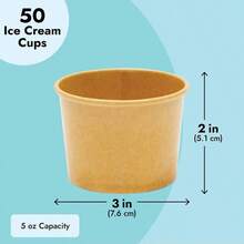 Cuencos desechables de papel Kraft para postres o yogurt congelados, color caf, 5oz, 50 - Cafetería - Ver 5