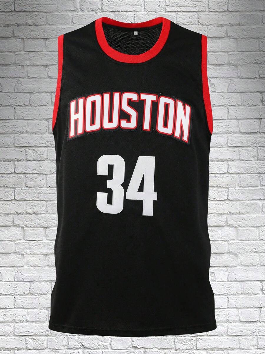 Atonmore Áo bóng rổ nam, size 34, màu đen, áo tank top bóng rổ thêu họa tiết, áo thể thao không tay mùa xuân. - màu đen - Xem 1