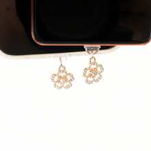 1pc Elegant Flower Decor Dust Plug/Charm, Suitable For IPhone/Type-C Charging Port