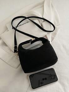 2025新款法式高端编织女士手提包，西式饺子包，小众质感通勤包，多功能托特包 - 黑色 - 查看 8