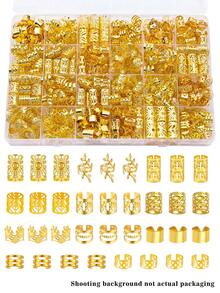 220 pezzi Elegante gioielleria per capelli in lega dorata - Anelli e braccialetti per capelli regolabili con disegni intricati, colore solido - Accessori ispirati al vintage per le acconciature di uomini e donne, come dreadlocks e trecce, calze natalizie, regali di Natale, regali per le donne, accessori per capelli, accessori da donna, regali di Natale per adulti, accessori per capelli, idee regalo per le donne, accessori per capelli di Natale