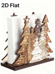 2D Flat, 1pc Christmas Tree Napkin Holder - Rustic Wooden Tabletop Decor With Festive Pine Tree Design, Easy-To-Install Paper Towel Dispenser For Holiday Dining, Perfect Holiday Gift, No Electricity Needed, Christmas Decorations, Christmas Decoration, Home Decor Item, Vintage, Wall Decor, Apartment Decoration