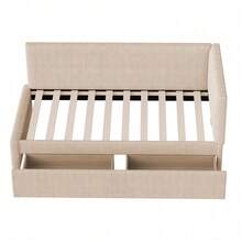 Polsterbett Schlafsofa 90*200 Multifunktionsbett mit 2 großen Stauraumschubladen und Lattenrost hautfreundlicher Samtstoff Beige