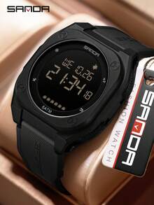 SANDA. SANDA 6303 Multifunctional Sports Electronic Watch 5ATM Waterproof Night Light Alarm Clock, Sunday Bate Stopwatch, Student Watch - Black - View 1