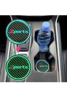 4个装LED车载杯架灯，发光杯架垫 - 防滑，碳纤维嵌垫，适用于跑车，通用型饮料垫，必备内饰配件，车载杯架 | 运动设计 | 亮面 - 彩色 - 查看 13